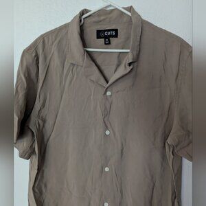Cuts Clothing Hyperloop Short Sleeve Button Shirt 2XL Mens Beige Lightweight